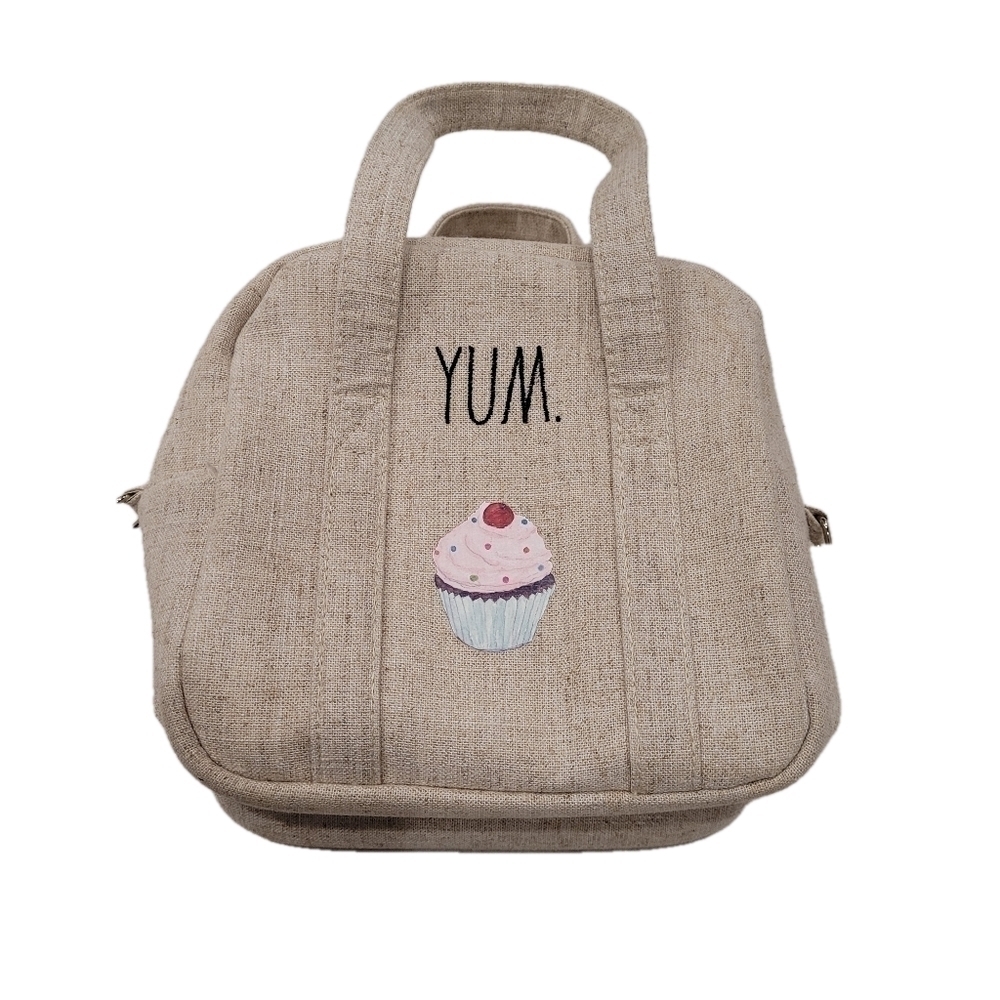 Rae Dunn "YUM" Insulated Lunch Tote Bag in Cream - Picture 2 of 10